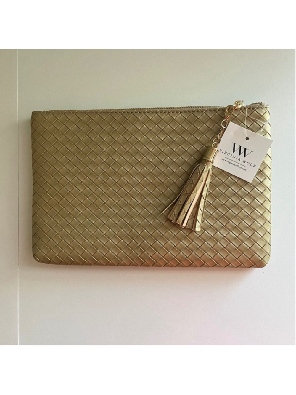 Virginia Wolf Mimi Woven Pouch in Gold
